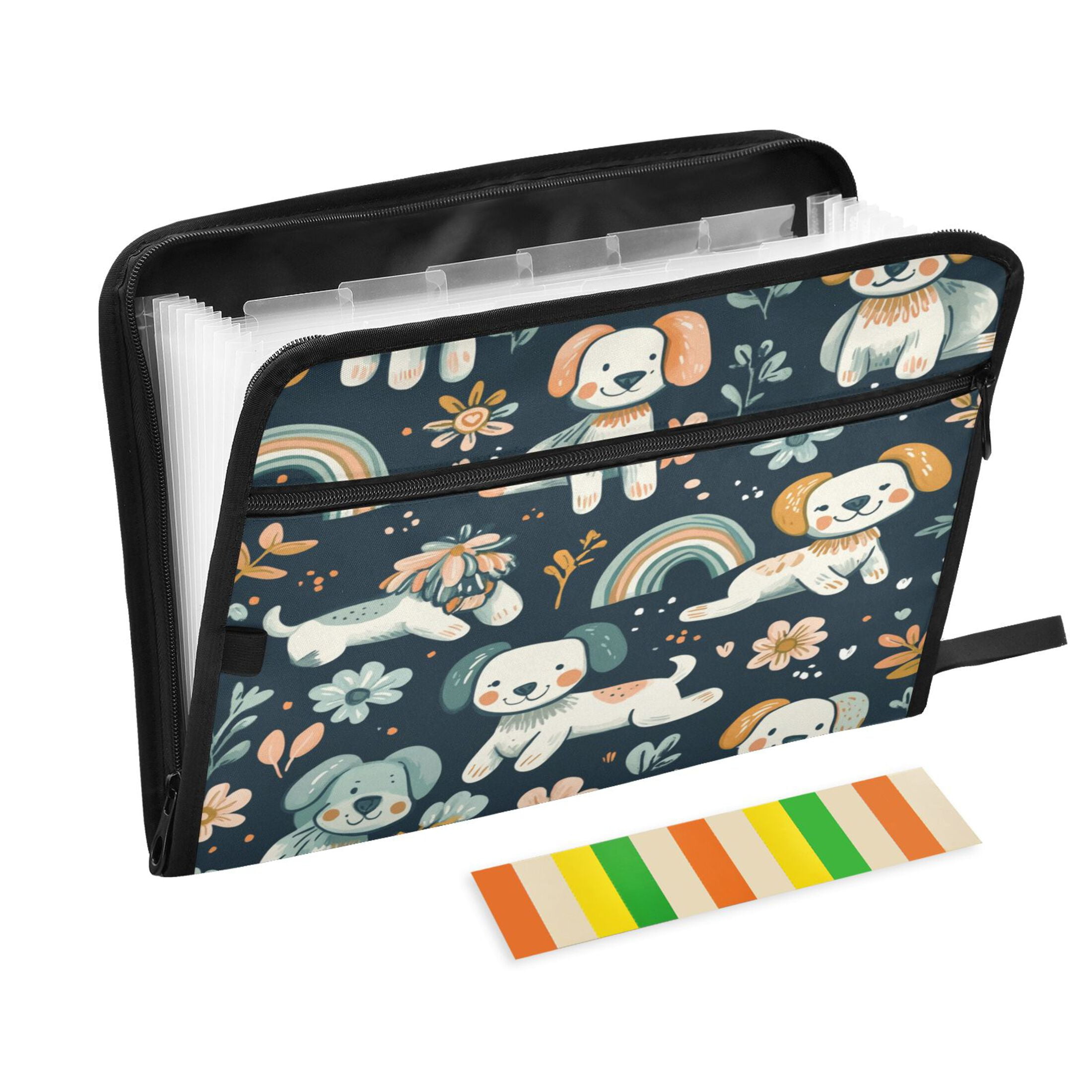 WOBOGO Seamless Pattern Of Dogs and Rainbows Expanding File Folder Letter Size Accordion Filing Organizer 13 Pocket Separate Organ Pocket
