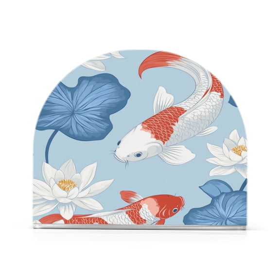 WOBOGO Seamless Pattern Of White and Red Koi Fish Clear Acrylic Napkin Holder Kitchen Tissue Face Towel Cocktail Rack Bar Restaurant Dinner Paper Dispenser
