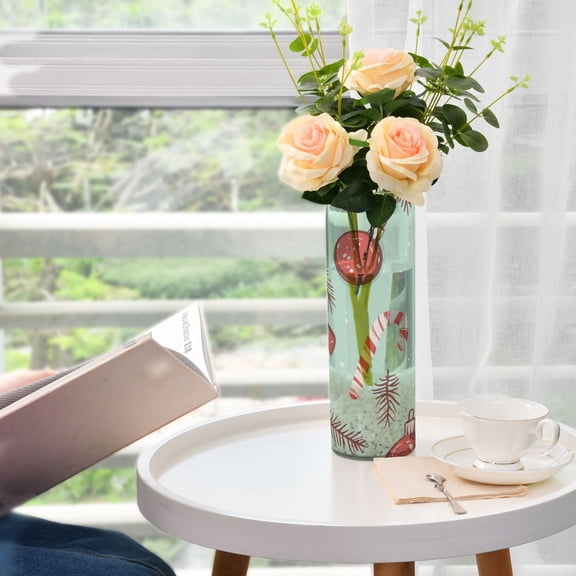 WOBOGO Seamless Pattern with Christmas Elements Plastic Vase Home or Wedding Decoration Centerpiece Unbreakable 11.83.9in