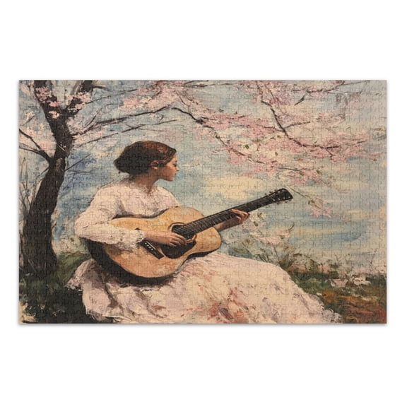 WOBOGO Season Of Cherry Blossoms Jigsaw Puzzle Challenge 1000 Piece Jigsaw Suitable for Game Night Finished Size 29.5 x 19.7in