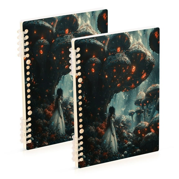 WOBOGO Shaped Like A Mushroom Notebook College Horizontal Grid Paper Ink Spill Resistant Water Resistant Cover 8.3x5.7x0.4in