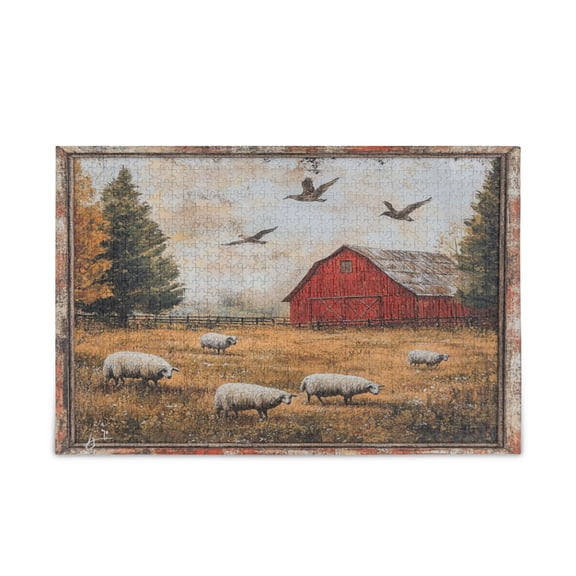 WOBOGO Sheep Pasture Puzzle Challenge 1000 Piece Jigsaw Suitable for Game Night Finished Size 29.5 x 19.7in