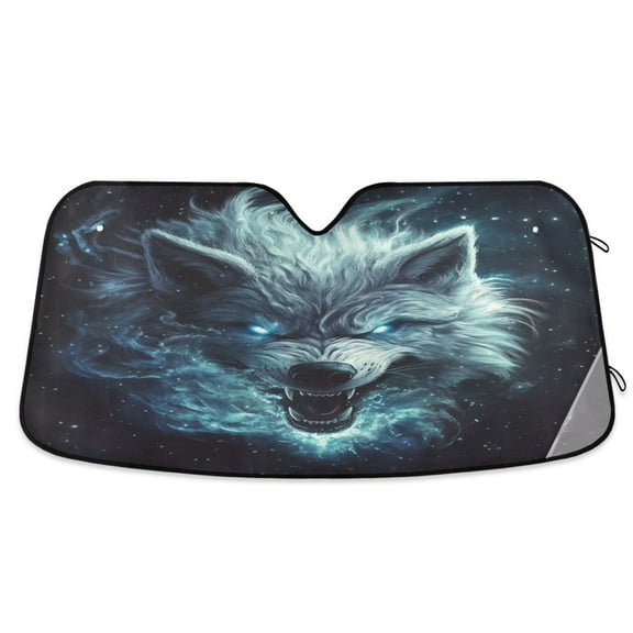 WOBOGO Show Ferocity Wolf Car Windshield Sunshades Autopilot Lightweight Accordion Sun Visor 53×23.5in