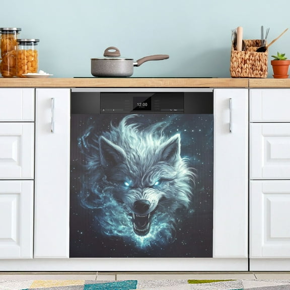 WOBOGO Show Ferocity Wolf Magnetic Dishwasher Sticker Personalized DIY Beautiful and Practical Home Kitchen Decorations2316in.