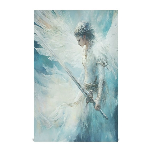 WOBOGO Silver Angel Kitchen Towel 1 Piece Large Cotton Dishcloth Premium Absorbency Set with Hanging Loop