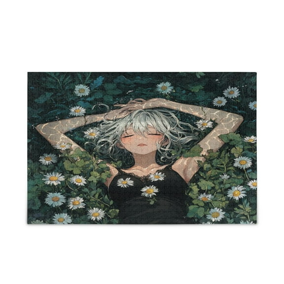 WOBOGO Silver Hair Lass Puzzle Challenge 500 Piece Jigsaw Suitable for Game Night Finished Size 20.5 x 14.9in
