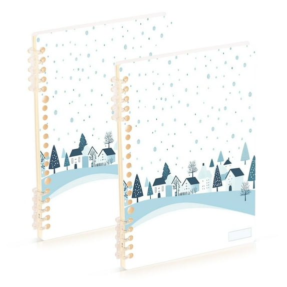 WOBOGO Simple Winter Notebook College Horizontal Grid Paper Ink Spill Resistant Water Resistant Cover 8.3x5.7x0.4in