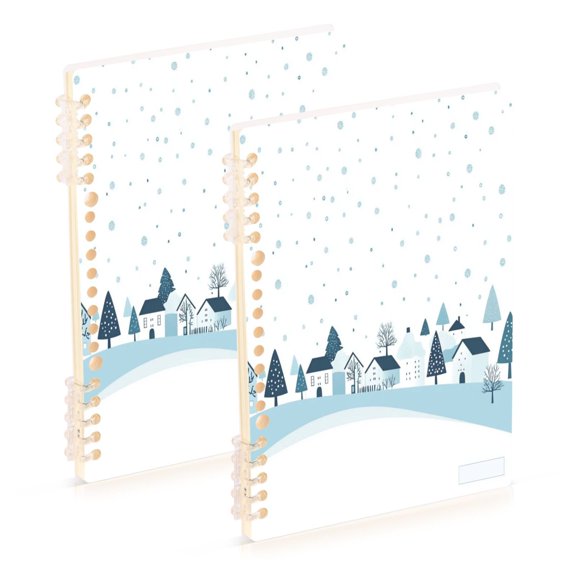 WOBOGO Simple Winter Notebook College Horizontal Grid Paper Ink Spill Resistant Water Resistant Cover 8.3x5.7x0.4in