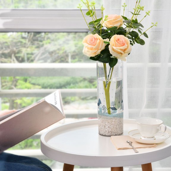 WOBOGO Simple Winter Plastic Vase Home or Wedding Decoration Centerpiece Unbreakable 11.8×3.9in