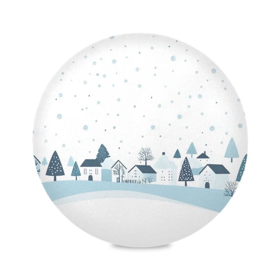WOBOGO Simple Winter Round Placemats Set of 4 Heat Resistant Washable Kitchen Table Decorations 15.4in