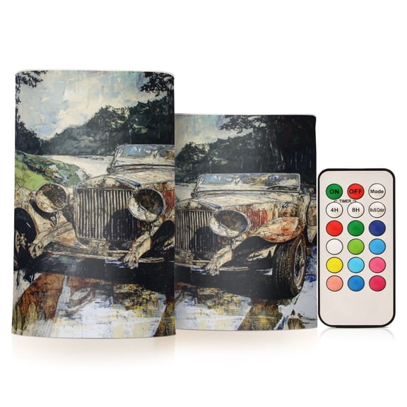 WOBOGO Size Combo Candle Flickering Flameless with Remote Control and Timer for Romantic Atmosphere Ancient Cars