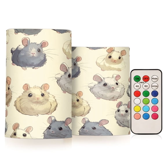 WOBOGO Size Combo Candle Flickering Flameless with Remote Control and Timer for Romantic Atmosphere Anime Chinchilla