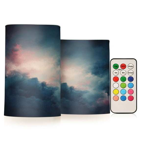 WOBOGO Size Combo Candle Flickering Flameless with Remote Control and Timer for Romantic Atmosphere Clouds Dense Sky