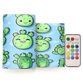thumbnail image 1 of WOBOGO Size Combo Candle Flickering Flameless with Remote Control and Timer for Romantic Atmosphere Cute Cartoon Cactus on Blue Background, 1 of 7