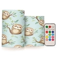 thumbnail image 1 of WOBOGO Size Combo Candle Flickering Flameless with Remote Control and Timer for Romantic Atmosphere Cute Sloth Sitting on Tree Pattern, 1 of 7