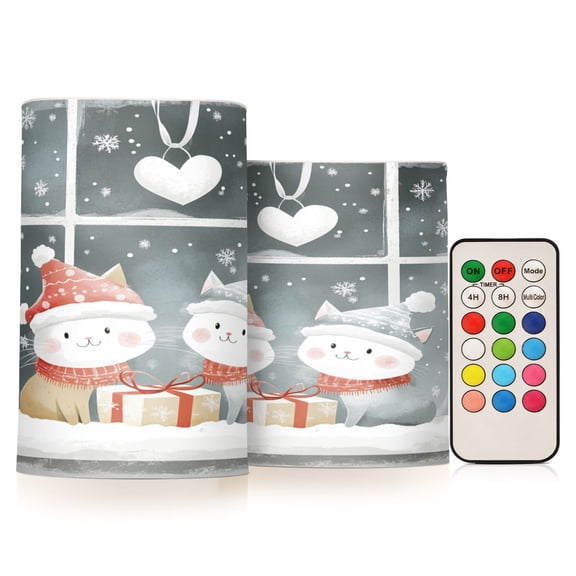 WOBOGO Size Combo Candle Flickering Flameless with Remote Control and Timer for Romantic Atmosphere Cute Winter Window Scene