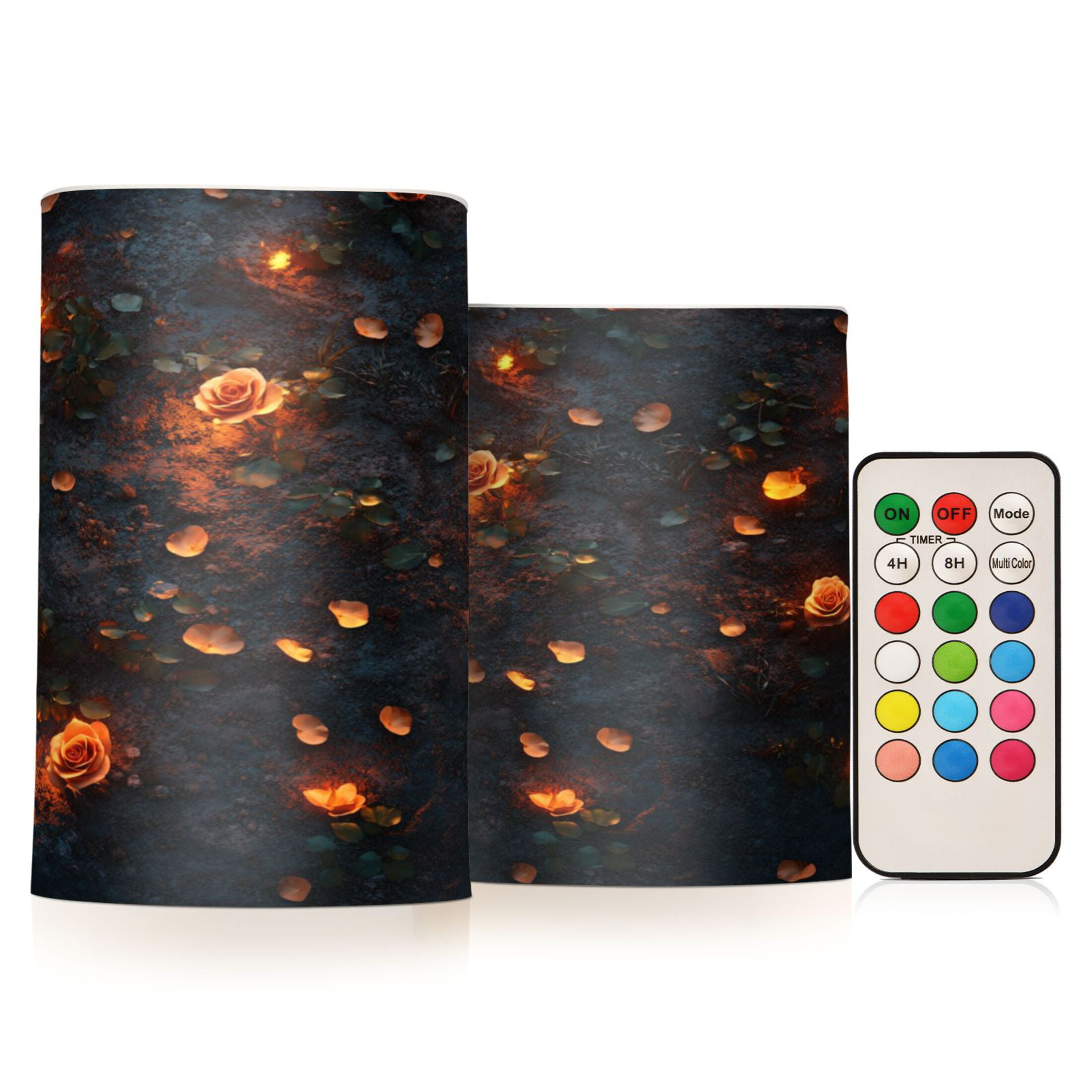 WOBOGO Size Combo Candle Flickering Flameless with Remote Control and Timer for Romantic Atmosphere Glowing Roses