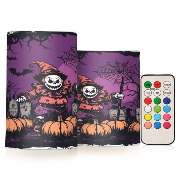 WOBOGO Size Combo Candle Flickering Flameless with Remote Control and Timer for Romantic Atmosphere Halloween Clown