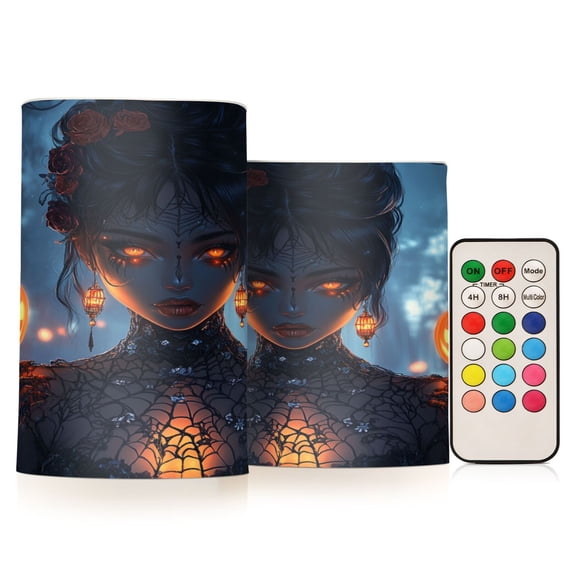 WOBOGO Size Combo Candle Flickering Flameless with Remote Control and Timer for Romantic Atmosphere Halloween Queen