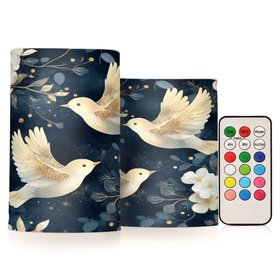 WOBOGO Size Combo Candle Flickering Flameless with Remote Control and Timer for Romantic Atmosphere Happy Flying Birds