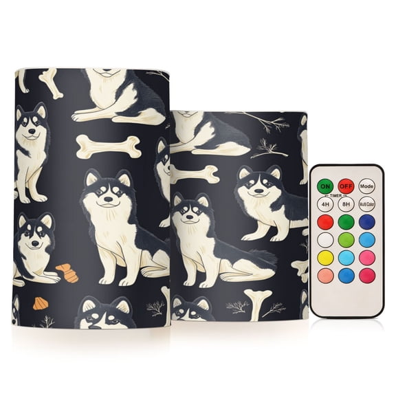 WOBOGO Size Combo Candle Flickering Flameless with Remote Control and Timer for Romantic Atmosphere Lovely Husky