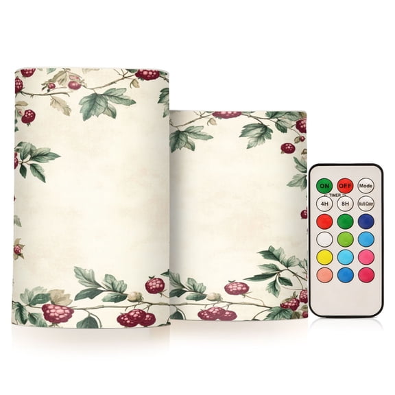 WOBOGO Size Combo Candle Flickering Flameless with Remote Control and Timer for Romantic Atmosphere Mulberry Pattern