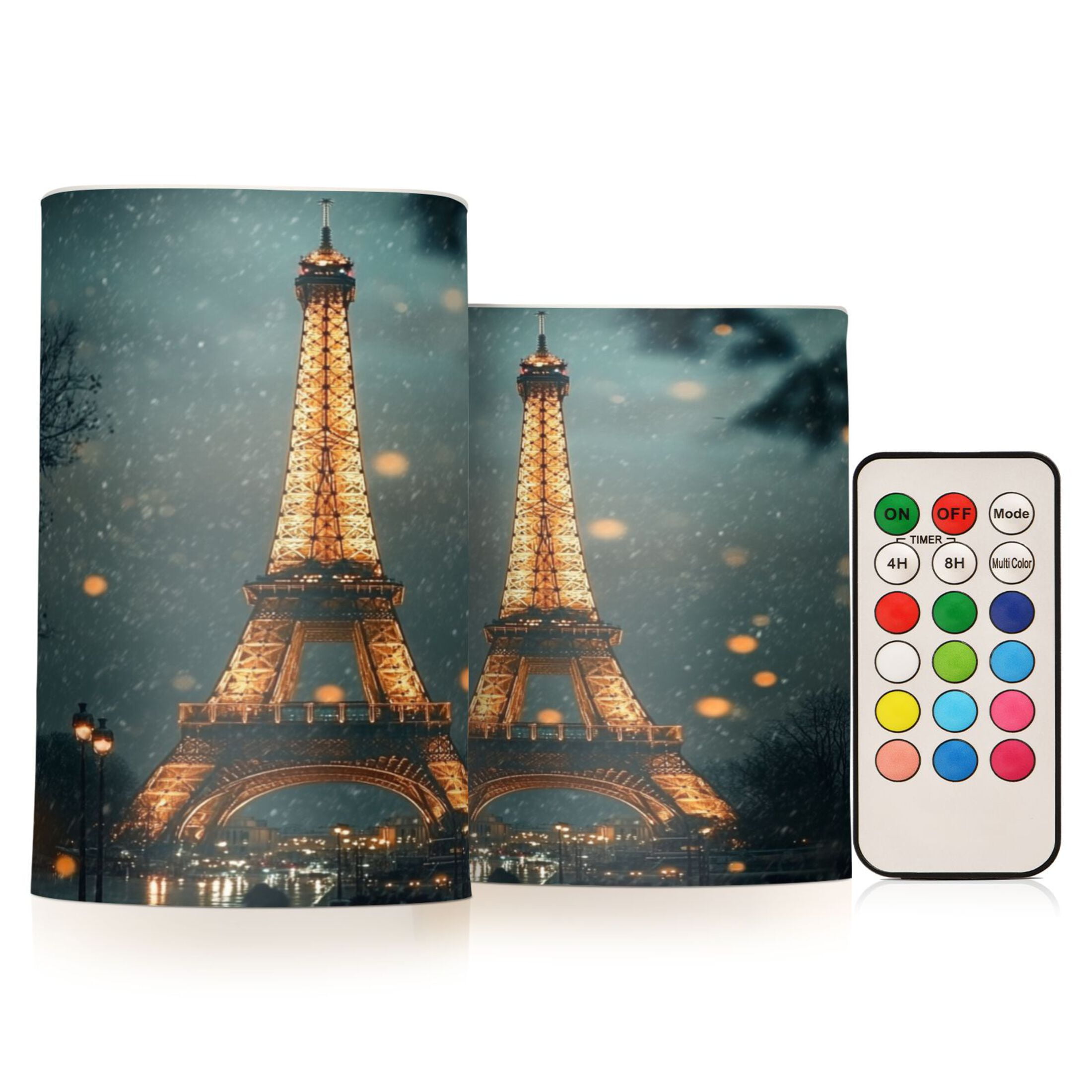 WOBOGO Size Combo Candle Flickering Flameless with Remote Control and Timer for Romantic Atmosphere The Tower Of Paris