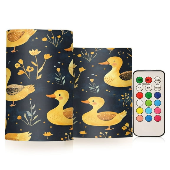 WOBOGO Size Combo Candle Flickering Flameless with Remote Control and Timer for Romantic Atmosphere Yellow Ducks