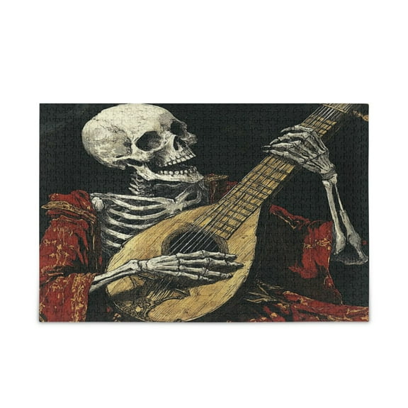 WOBOGO Skeleton Playing The Lute Puzzle Challenge 500 Piece Jigsaw Suitable for Game Night Finished Size 20.5 x 14.9in