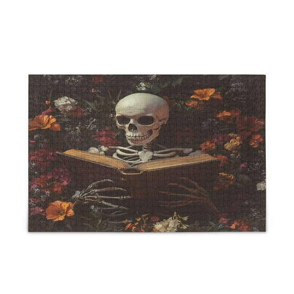 WOBOGO Skeleton Reading Puzzle Challenge 1000 Piece Jigsaw Suitable for Game Night Finished Size 29.5 x 19.7in