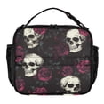 thumbnail image 1 of WOBOGO Skull Burgundy Roses Pattern Tote Lunch Bag High Quality Insulated Aluminium Film For Cold with Adjustable Shoulder Strap 11.2×9.8×3.5in, 1 of 7