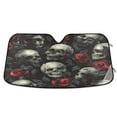 thumbnail image 1 of WOBOGO Skull Red Roses Pattern Car Windshield Sunshades Autopilot Lightweight Accordion Sun Visor 55×27.6in, 1 of 8