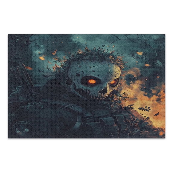 WOBOGO Skull Soldier Jigsaw Puzzle Challenge 500 Piece Jigsaw Suitable for Game Night Finished Size 20.5 x 14.9in