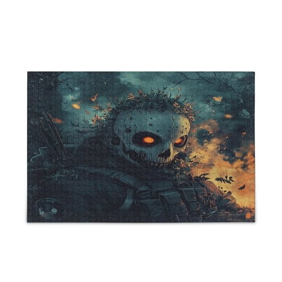 WOBOGO Skull Soldier Puzzle Challenge 500 Piece Jigsaw Suitable for Game Night Finished Size 20.5 x 14.9in