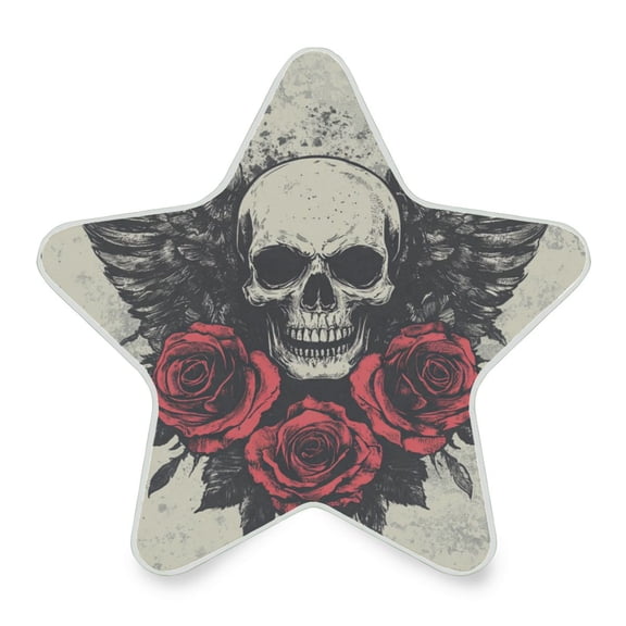 WOBOGO Skull Wings Rose Grunge Style LED Star Night Light 0.2 Watt Wall Plug Dusk to Dawn Auto Switch Adjustable Brightness Soft White Light