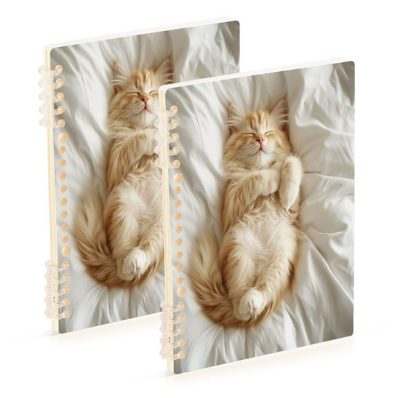 WOBOGO Sleeping Cat Notebook College Horizontal Grid Paper Ink Spill Resistant Water Resistant Cover 8.3x5.7x0.4in
