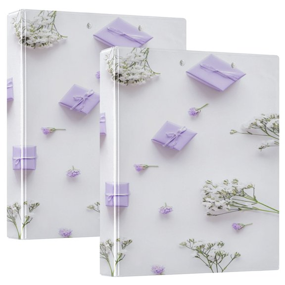 WOBOGO Small Purple Gift Boxes File Folders Extra Large Capacity to Hold 200 Sheets of Documents Hard Shell Ring Binder for School Home Office