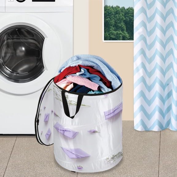 WOBOGO Small Purple Gift Boxes Foldable Laundry Baskets with Carry Handle Zipper Closure Travel Bathroom College Dorm Essentials
