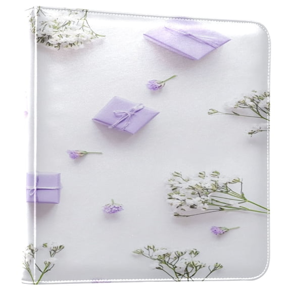 WOBOGO Small Purple Gift Boxes Photo Albums 20 pages large capacity DIY self-adhesive page PU leather cover for family wedding anniversary baby vacation photos 2411.8in