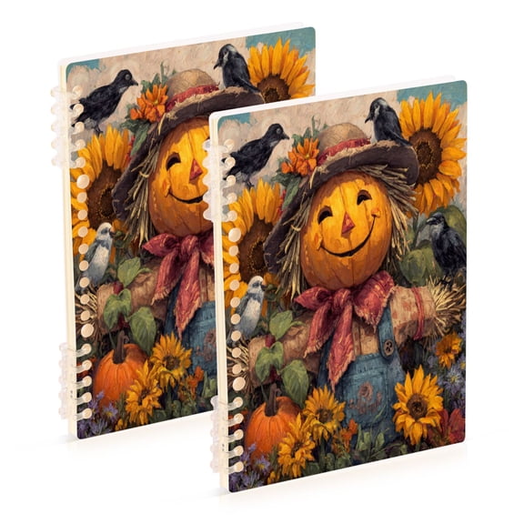 WOBOGO Smiling Scarecrow Notebook College Horizontal Grid Paper Ink Spill Resistant Water Resistant Cover 8.3x5.7x0.4in