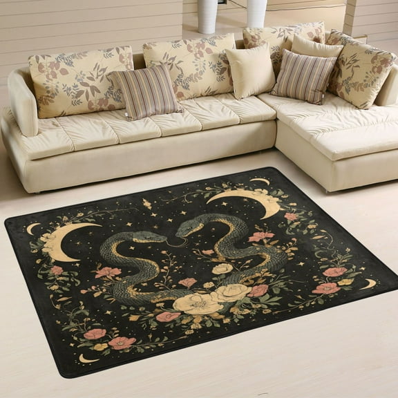 WOBOGO Snakes Entwining Vines Carpet Non-Slip Rugs Soft Doormat 72×48in Living Dining Room Bedroom Decorative