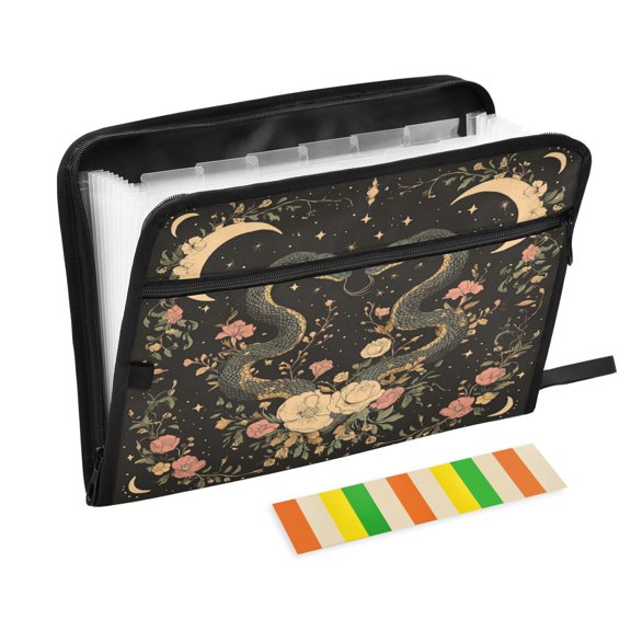 WOBOGO Snakes Entwining Vines Expanding File Folder Letter Size Accordion Filing Organizer 13 Pocket Separate Organ Pocket