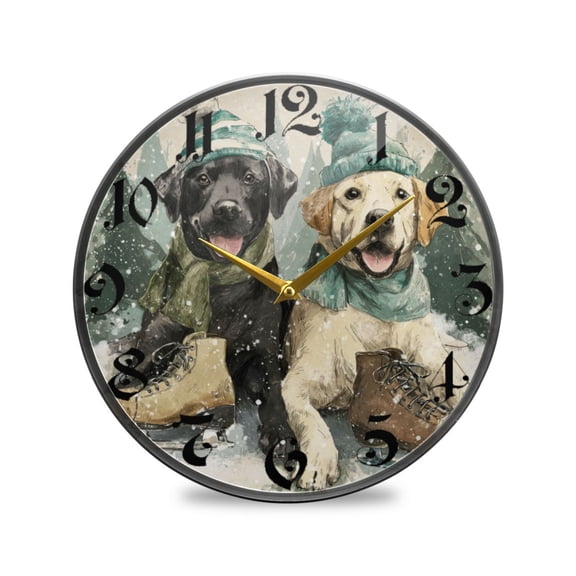 WOBOGO Snow Labrador Acrylic Wall Clock Battery Operated 9.5in Silent No Tick Bedroom Living Room Office Classroom Decoration