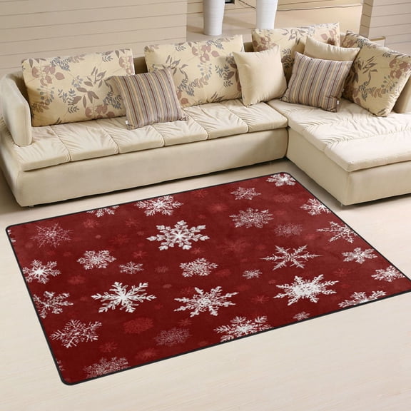 WOBOGO Snowflake Pattern Carpet Non-Slip Rugs Soft Doormat 31×20in Living Dining Room Bedroom Decorative