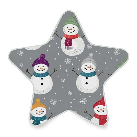 WOBOGO Snowman in A Gray Background Of Snowflakes LED Star Night Light 0.2 Watt Wall Plug Dusk to Dawn Auto Switch Adjustable Brightness Soft White Light