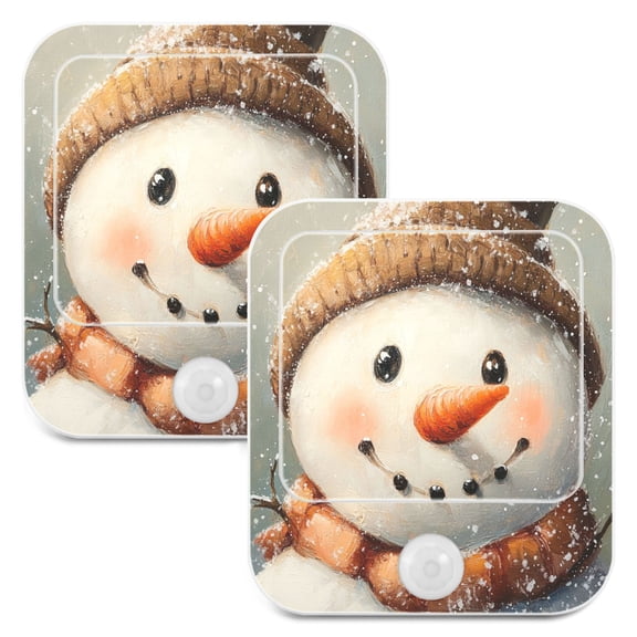 WOBOGO Snowman Hhostat Night Light Lamp with Smart Sensor Dusk to Dawn Sensor 0.6W Plug-in 2-Pack