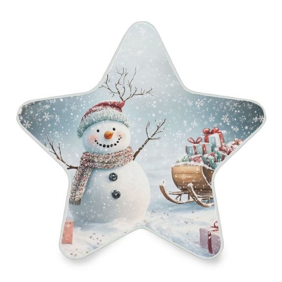 WOBOGO Snowman Next To A Sleigh Full Of Presents LED Star Night Light 0.2 Watt Wall Plug Dusk to Dawn Auto Switch Adjustable Brightness Soft White Light