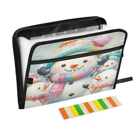 WOBOGO Snowman Party Expanding File Folder Letter Size Accordion Filing Organizer 13 Pocket Separate Organ Pocket