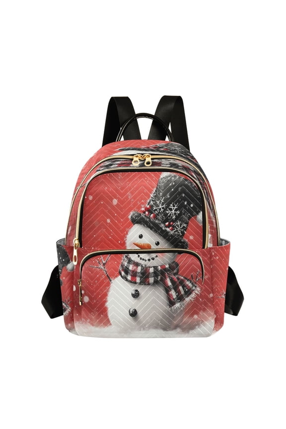 Snowman Wearing Black Christmas-decorated Tall Hat Butterfly Backpack Durable Lightweight Shoulder Bag Built-in Laptop Sleeve and Multiple Utility Compartments