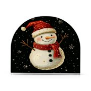 WOBOGO Snowman Wearing Red Hat on Black Background Clear Acrylic Napkin Holder Kitchen Tissue Face Towel Cocktail Rack Bar Restaurant Dinner Paper Dispenser